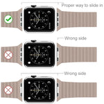 سوار ساعة من جلد PU مع مشبك إغلاق مغناطيسي حلقي لساعة Apple Watch مقاس 38مم