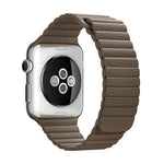 سوار ساعة من جلد PU مع مشبك إغلاق مغناطيسي حلقي لساعة Apple Watch مقاس 38مم
