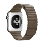 سوار ساعة من جلد PU مع مشبك إغلاق مغناطيسي حلقي لساعة Apple Watch مقاس 38مم