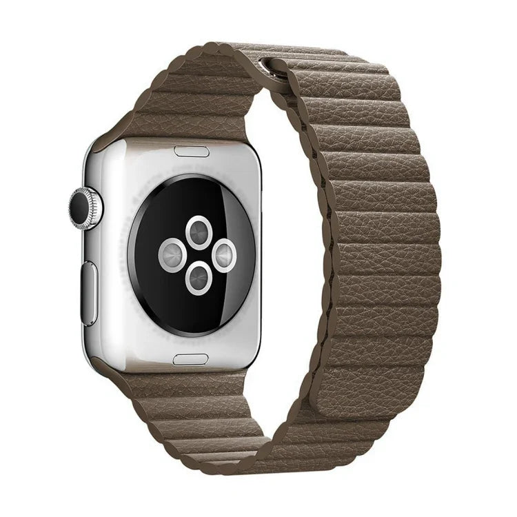 سوار ساعة من جلد PU مع مشبك إغلاق مغناطيسي حلقي لساعة Apple Watch مقاس 38مم