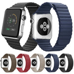 سوار ساعة من جلد PU مع مشبك إغلاق مغناطيسي حلقي لساعة Apple Watch مقاس 38مم