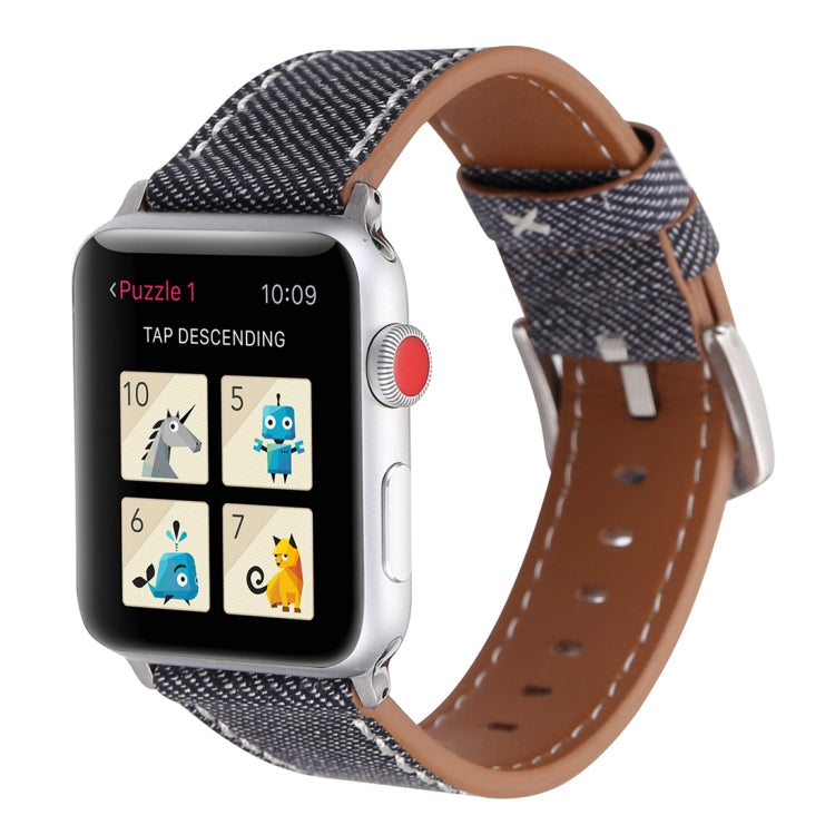 For Apple Watch Ultra 49mm&Watch Ultra 2 49mm / Series 10 46mm / 9&8&7 45mm / SE 3&SE 2&6&SE&5&4 44mm / 3&2&1 42mm Simple Fashion Genuine Leather Cowboy Pattern Watch Band, 42mm