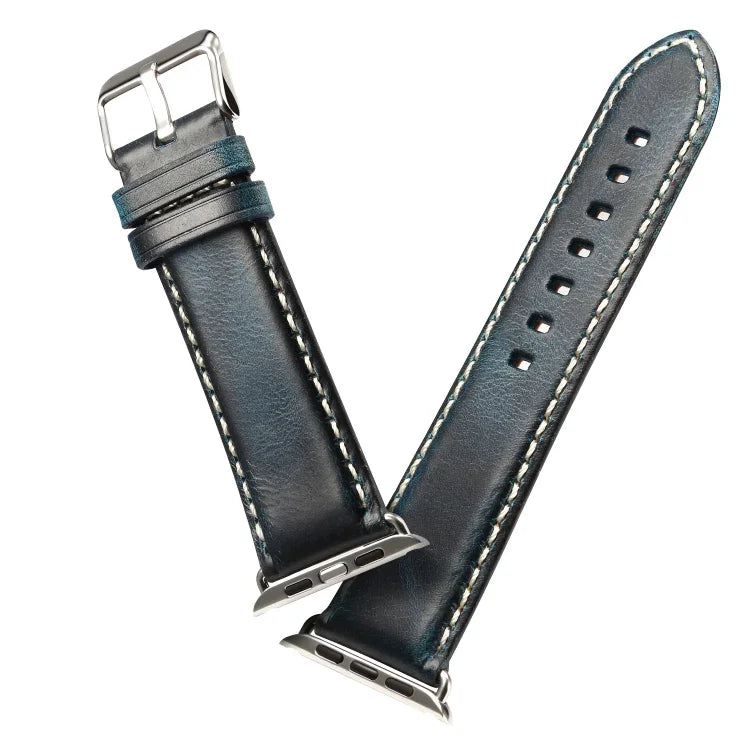 Denior Oil Wax Retro Watch Leather Watch Band for Apple Watch Series 10 42mm / 9&8&7 41mm / SE 3&SE 2&6&SE&5&4 40mm / 3&2&1 38mm