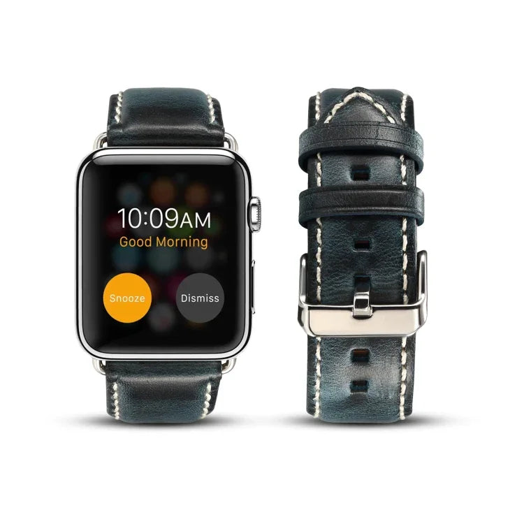 Denior Oil Wax Retro Watch Leather Watch Band for Apple Watch Series 10 42mm / 9&8&7 41mm / SE 3&SE 2&6&SE&5&4 40mm / 3&2&1 38mm