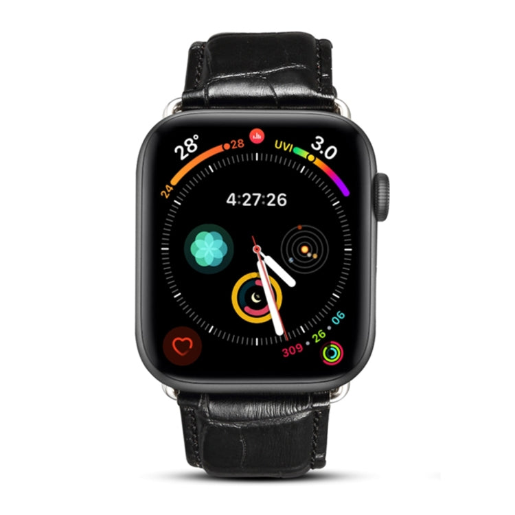 Denior Crocodile Grain Watch Cowhide Leather Watch Band for Apple Watch Series 10 42mm / 9&8&7 41mm / SE 3&SE 2&6&SE&5&4 40mm / 3&2&1 38mm