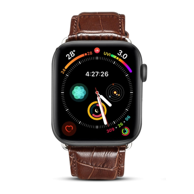 Denior Crocodile Grain Watch Cowhide Leather Watch Band for Apple Watch Series 10 42mm / 9&8&7 41mm / SE 3&SE 2&6&SE&5&4 40mm / 3&2&1 38mm