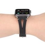 Simple V-shaped Leather Watch Band for Apple Watch Series 7 41mm / 6 & SE & 5 & 4 40mm / 3 & 2 & 1 38mm