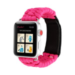 Magic Paste Genuine Leather Umbrella Rope Nylon Wrist Watch Band with and Stainless Steel Buckle for Apple Watch Series 10 42mm / 9&8&7 41mm / SE 3&SE 2&6&SE&5&4 40mm / 3&2&1 38mm, 7 41mm / 6&SE&5&4 40mm / 3&2&1 38mm