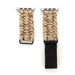 Magic Paste Genuine Leather Umbrella Rope Nylon Wrist Watch Band with Stainless Steel Buckle for Apple Watch Ultra 49mm&Watch Ultra 2 49mm / Series 10 46mm / 9&8&7 45mm / SE 3&SE 2&6&SE&5&4 44mm / 3&2&1 42mm, 7 45mm / 6&SE&5&4 44mm / 3&2&1 42mm