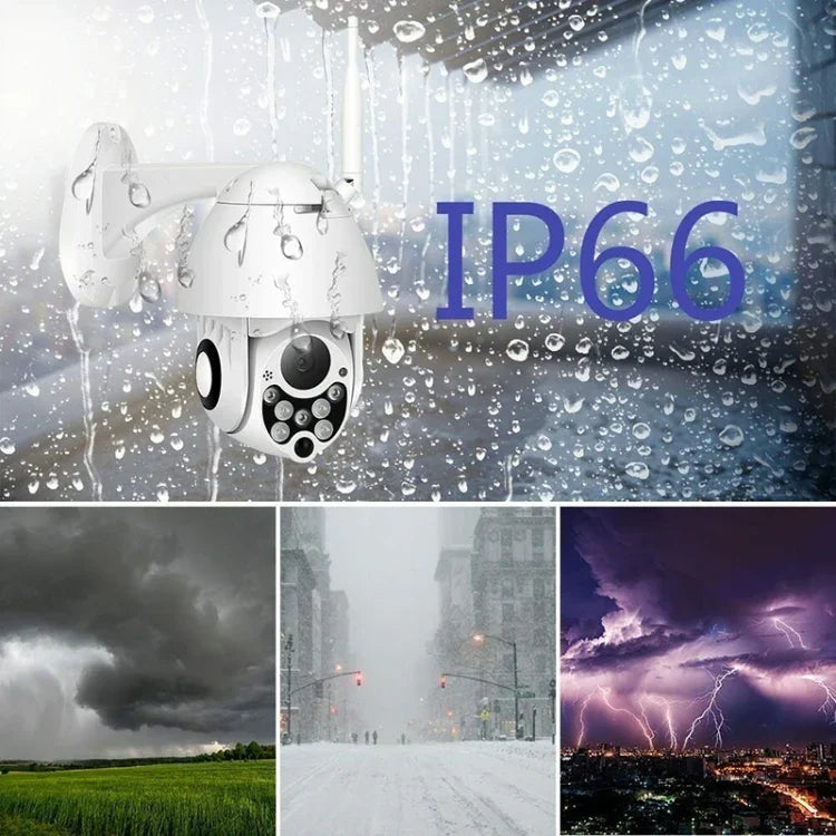كاميرا مراقبة لاسلكية HD PTZ للأمن المنزلي مقاومة للماء بمعيار IP66، كاميرا قبة شبكية، تدعم الرؤية الليلية، كشف الحركة، وبطاقة TF، قابس أمريكي، 2.0 ميجابكسل