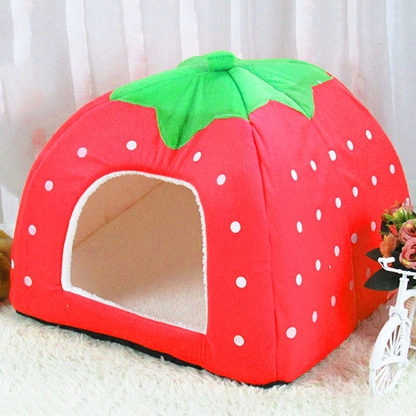 Strawberry Shaped Foldable Short Plush Pet House Nest, Size: L, Red, Size L, Pink, Size L, Purple, Size L