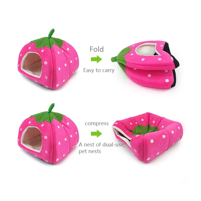 Strawberry Shaped Foldable Short Plush Pet House Nest, Size: L, Red, Size L, Pink, Size L, Purple, Size L