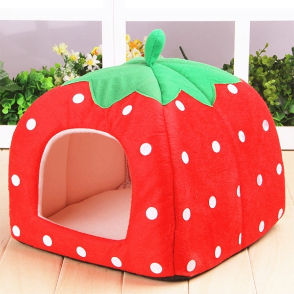 Strawberry Shaped Foldable Short Plush Pet House Nest, Size: L, Red, Size L, Pink, Size L, Purple, Size L