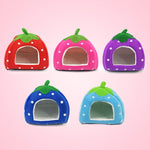 Strawberry Shaped Foldable Short Plush Pet House Nest, Size: L, Red, Size L, Pink, Size L, Purple, Size L