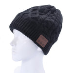 Wavy Textured Knitted Bluetooth Headset Warm Winter Beanie Hat with Mic for Boy & Girl & Adults