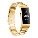 Three Beads Slingshot Buckle Solid Stainless Steel Watch Band for Fitbit Charge 3