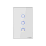 Sonoff T2 Touch 120mm Tempered Glass Panel Wall Switch Smart Home Light Touch Switch, Compatible with Alexa and Google Home, AC 100V-240V, US Plug, 120mm/ 3 US Plug