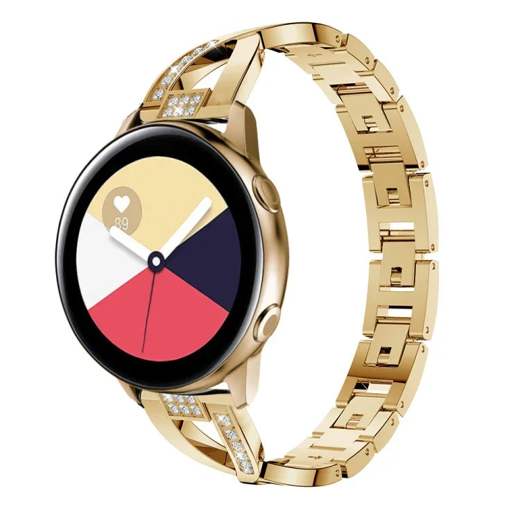 X-shaped Diamond Stainless Steel Wrist Strap WatchBand for Galaxy Watch Active 20mm