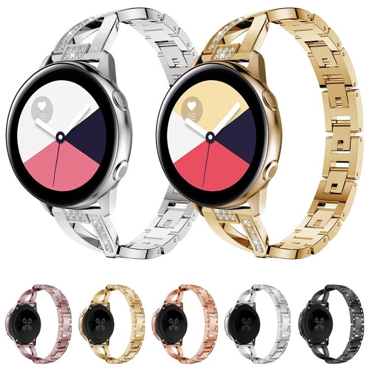 X-shaped Diamond Stainless Steel Wrist Strap WatchBand for Galaxy Watch Active 20mm
