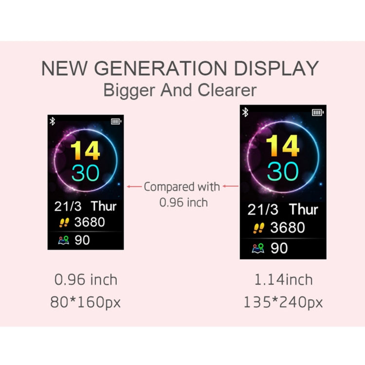 TD19 1.14 inches IPS Screen Smart Bracelet IP67 Waterproof, Support Call Reminder / Heart Rate Monitoring / Blood Pressure Monitoring / Sleep Monitoring /  Remote Camera