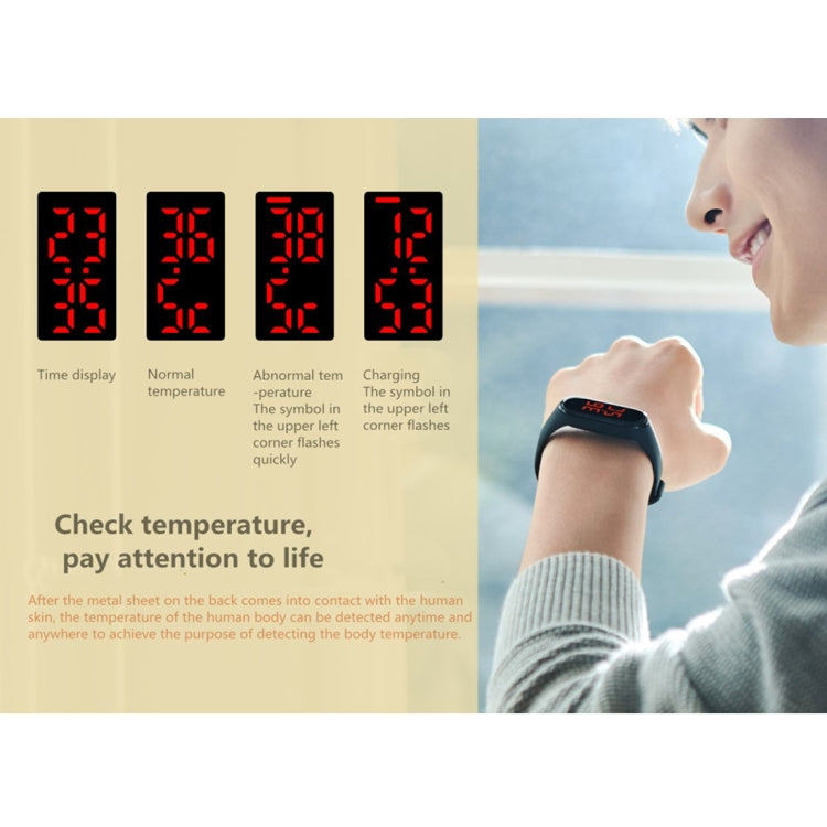 Bracelet connecté V8 pour la surveillance de la température, plage de mesure : 30-45 degrés Celsius