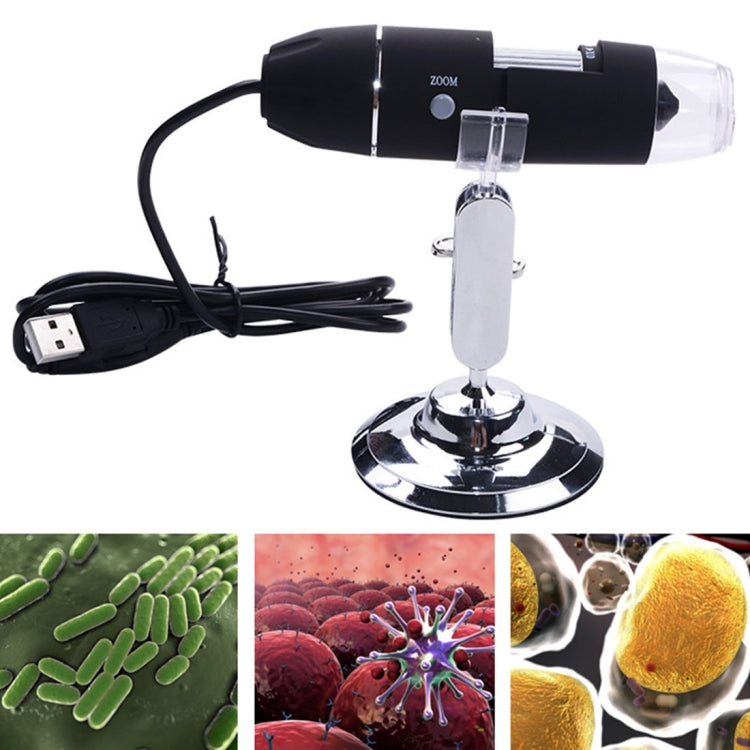 مكبر صورة USB رقمي بدقة 0.3 ميجابكسل مع 1000 ضعف وعدسة مكبرة و8 مصابيح LED وحامل احترافي، 1000X
