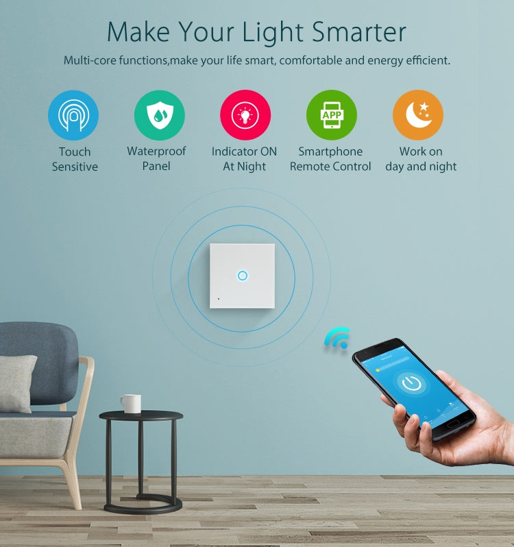 مفتاح تحكم ذكي لاسلكي NEO NAS-SC01W لشبكة WiFi في الاتحاد الأوروبي، 1 قناة