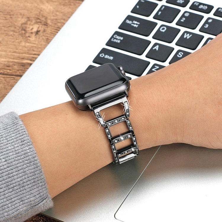 Colorful Diamond Stainless Steel Watch Band for Apple Watch Series 10 42mm / 9&8&7 41mm / SE 3&SE 2&6&SE&5&4 40mm / 3&2&1 38mm