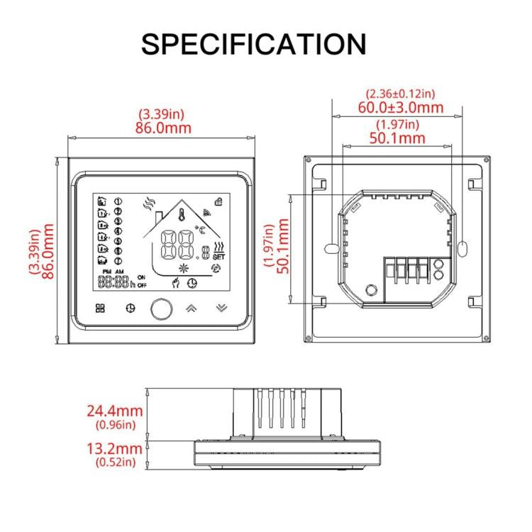 منظم حرارة غرفة تدفئة بشاشة LCD نوع غلاية ماء / غاز مع عرض الوقت، تحميل 3A، تحكم واي فاي، BHT-002GBLW 3A (أسود) نوع غلاية غاز، BHT-002GBLW 3A (أبيض) نوع غلاية غاز