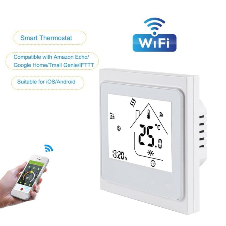 BHT-002GCLW 3A Load Water / Gas Boiler Type LCD Digital Heating Room Thermostat with Time Display, WiFi Control, BHT-002GBLW 3A (White) Gas Boiler Type, BHT-002GBLW 3A  (Black) Gas Boiler Type