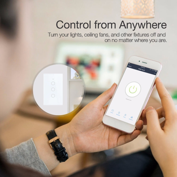 مفتاح إضاءة ذكي بشاشة زجاجية تعمل باللمس مع تحكم صوتي واي فاي TC120، يعمل مع Alexa Echo / Google Home