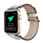 For Apple Watch Ultra 49mm&Watch Ultra 2 49mm / Series 10 46mm / 9&8&7 45mm / SE 3&SE 2&6&SE&5&4 44mm / 3&2&1 42mm Fashion Pastoralism Style Little Floral Pattern Women Watch Leather Watch Band, For 42mm A, For 42mm B, For 42mm C, For 42mm D, For 42mm ...