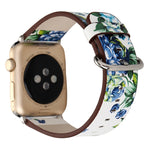 For Apple Watch Ultra 49mm&Watch Ultra 2 49mm / Series 10 46mm / 9&8&7 45mm / SE 3&SE 2&6&SE&5&4 44mm / 3&2&1 42mm Fashion Pastoralism Style Little Floral Pattern Women Watch Leather Watch Band, For 42mm A, For 42mm B, For 42mm C, For 42mm D, For 42mm ...