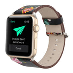 For Apple Watch Ultra 49mm&Watch Ultra 2 49mm / Series 10 46mm / 9&8&7 45mm / SE 3&SE 2&6&SE&5&4 44mm / 3&2&1 42mm Fashion Pastoralism Style Little Floral Pattern Women Watch Leather Watch Band, For 42mm A, For 42mm B, For 42mm C, For 42mm D, For 42mm ...