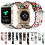 For Apple Watch Ultra 49mm&Watch Ultra 2 49mm / Series 10 46mm / 9&8&7 45mm / SE 3&SE 2&6&SE&5&4 44mm / 3&2&1 42mm Fashion Pastoralism Style Little Floral Pattern Women Watch Leather Watch Band, For 42mm A, For 42mm B, For 42mm C, For 42mm D, For 42mm ...
