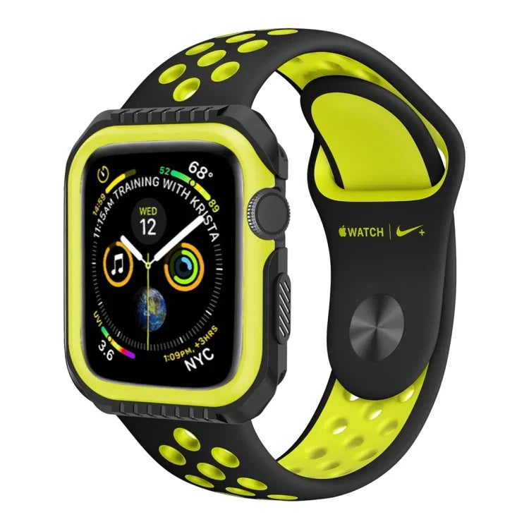 غطاء حماية صلب بلونين مقاوم للصدمات للساعة الذكية لسلسلة Apple Watch 3 / 2 / 1 38مم، لسلسلة Apple Watch 3 / 2 / 1 38مم (أسود أصفر)، لسلسلة Apple Watch 3 / 2 / 1 38مم (أحمر أسود)، لسلسلة Apple Watch 3 / 2 / 1 38مم (أبيض أزرق)