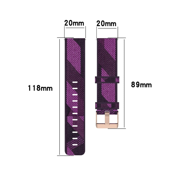 20mm Stripe Weave Nylon Wrist Strap Watch Band for Garmin Venu, Vivomove 3, Vivoactive 3, Forerunner 245 / 645
