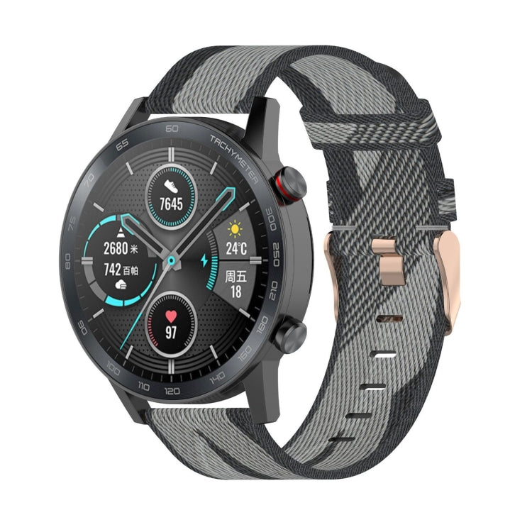 22 mm breites, gestreiftes Nylon-Armband für Huawei GT / GT2 46 mm, Honor Magic Watch 2 46 mm / Magic