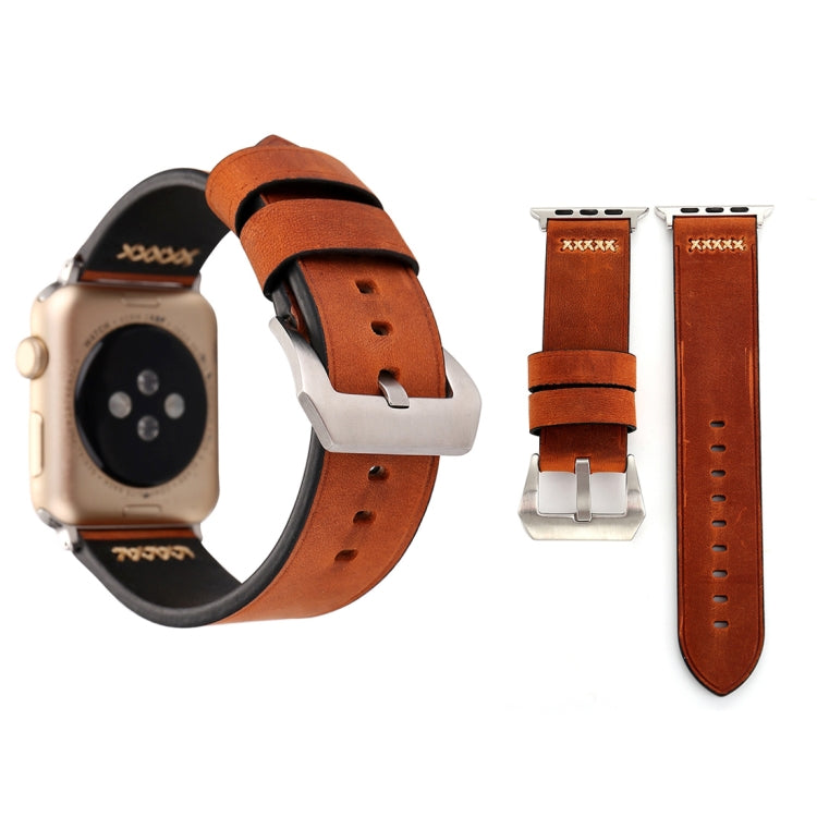 Für Apple Watch Ultra 49 mm &amp; Watch Ultra 2 49 mm / Series 10 46 mm / 9 &amp; 8 &amp; 7 45 mm / SE 3 &amp; SE 2 &amp; 6 &amp; SE 5 &amp; 4 44 mm / 3 &amp; 2 &amp; 1 42 mm: Armband aus echtem Leder mit Retro-XX-Linienmuster