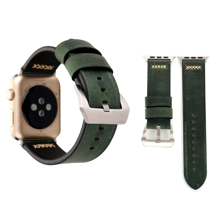 Für Apple Watch Ultra 49 mm & Watch Ultra 2 49 mm / Series 10 46 mm / 9 & 8 & 7 45 mm / SE 3 & SE 2 & 6 & SE 5 & 4 44 mm / 3 & 2 & 1 42 mm: Armband aus echtem Leder mit Retro-XX-Linienmuster