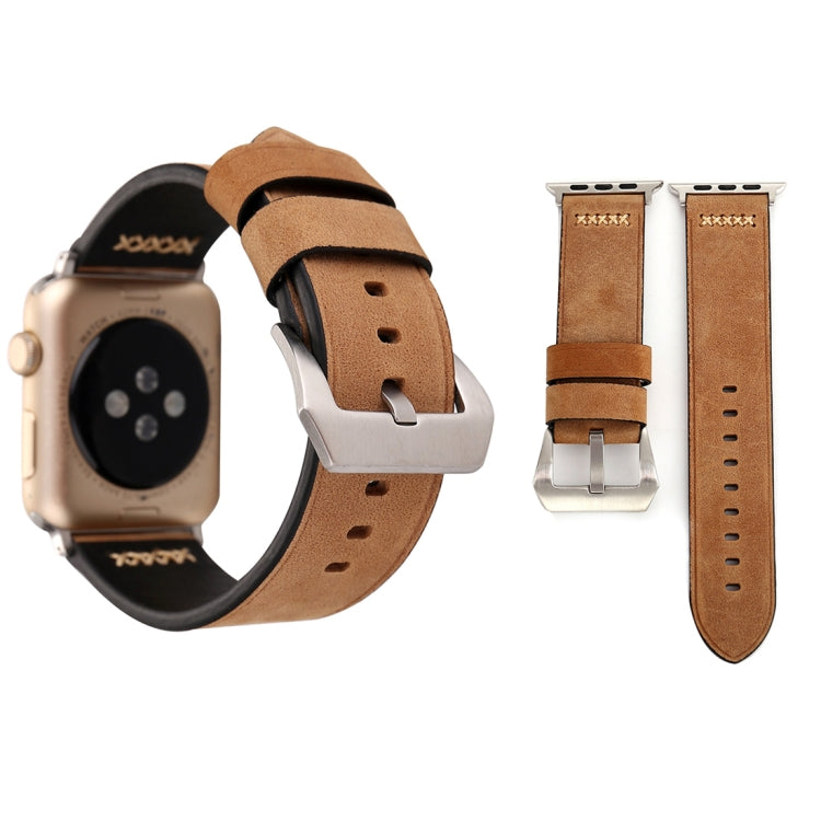 Für Apple Watch Ultra 49 mm & Watch Ultra 2 49 mm / Series 10 46 mm / 9 & 8 & 7 45 mm / SE 3 & SE 2 & 6 & SE 5 & 4 44 mm / 3 & 2 & 1 42 mm: Armband aus echtem Leder mit Retro-XX-Linienmuster