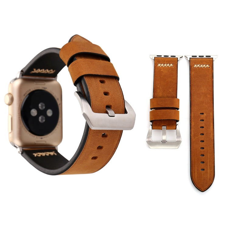 Für Apple Watch Ultra 49 mm & Watch Ultra 2 49 mm / Series 10 46 mm / 9 & 8 & 7 45 mm / SE 3 & SE 2 & 6 & SE 5 & 4 44 mm / 3 & 2 & 1 42 mm: Armband aus echtem Leder mit Retro-XX-Linienmuster