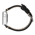 Für Apple Watch Ultra 49 mm &amp; Watch Ultra 2 49 mm / Series 10 46 mm / 9 &amp; 8 &amp; 7 45 mm / SE 3 &amp; SE 2 &amp; 6 &amp; SE 5 &amp; 4 44 mm / 3 &amp; 2 &amp; 1 42 mm: Armband aus echtem Leder mit Linienmuster, passend für 42 mm
