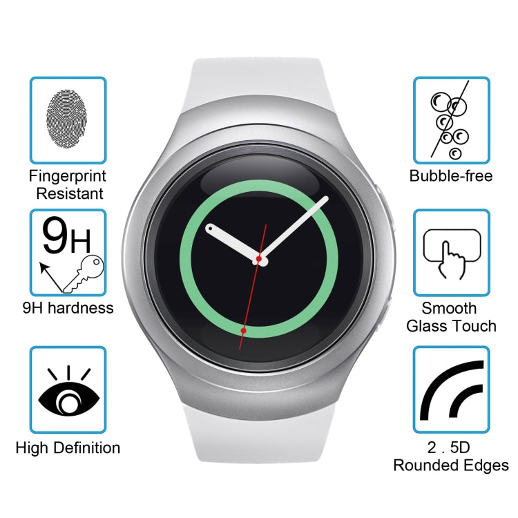2 PCS ENKAY Hat-Prince for Samsung Gear S2 Smart Watch 0.2mm 9H Surface Hardness 2.15D Explosion-proof Tempered Glass Screen Film