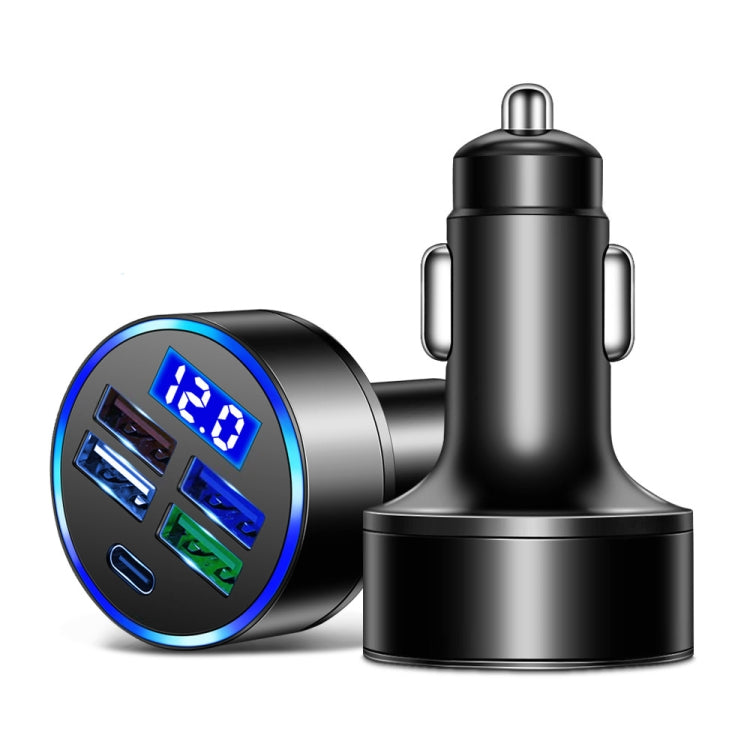3.1A 5 in 1 Digital Display Car Charger with Voltmeter, SKU-04-4