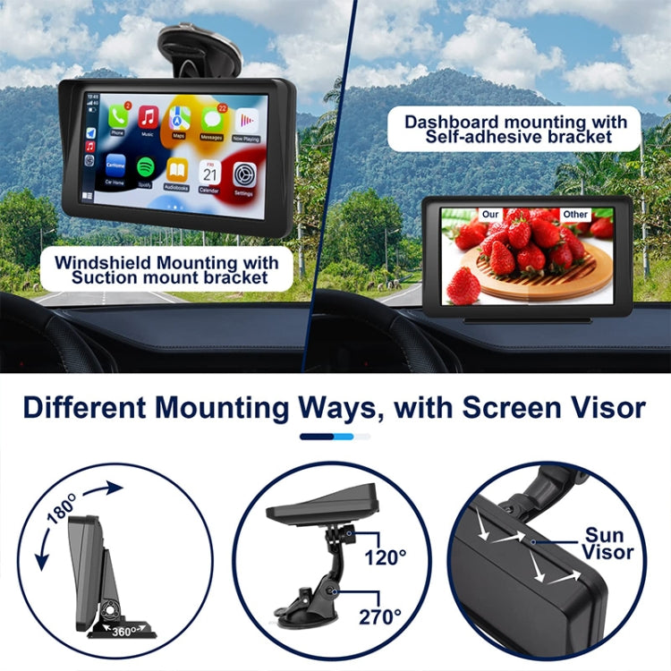 P701S 7 inch Portable Touch Display Wireless Car Navigator Smart CarPlay Bluetooth Reversing Image, P701S