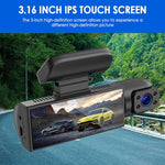 3.16 inch 1080P HD Night Vision Front and Inside Dual Lenses Driving Recorder, Front and Inside Dual Lenses