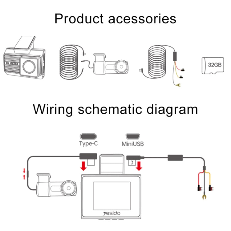 Yesido KM15 4K Dual Dash Camera Driving Recorder, KM15