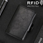 X-7 Antimagnetic RFID  Multi-functional Aluminum Crazy Horse Texture Leather Card Bag Wallet