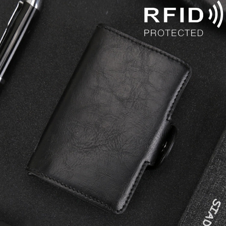 X-7 Antimagnetic RFID  Multi-functional Aluminum Crazy Horse Texture Leather Card Bag Wallet